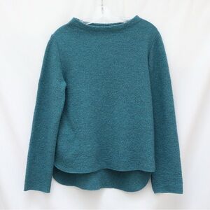 Reiff Women Freida Sweater Merino Boiled Wool Blue Emerald loose fit M cozy